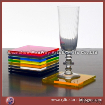 Elegant Promotion Square Colorful Acrylic Coaster/Tray/Pad with Your Logo for Cup/Teacup